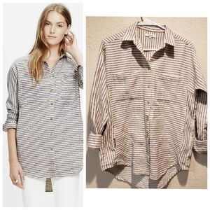 Madewell Flannel Oversized Ex-Boyfriend Shirt in Mick Stripe size Small